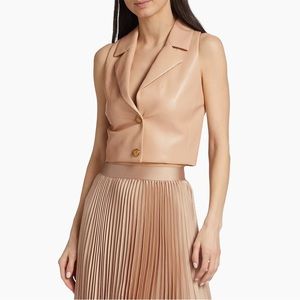 Alice + Olivia Blush Nude Sleeveless Cropped Blazer Vest